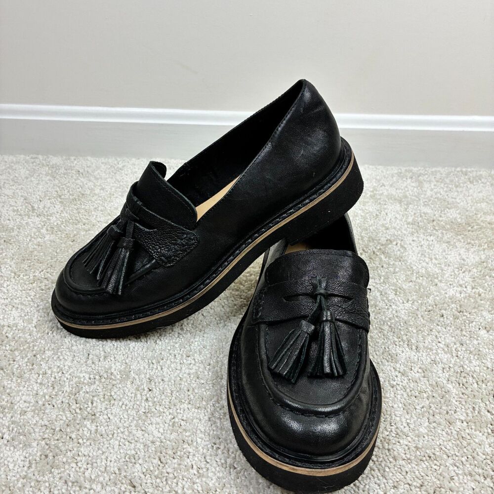 Splendid Caio Slip-On Tassel Leather Loafers - Black Size 7 Women's